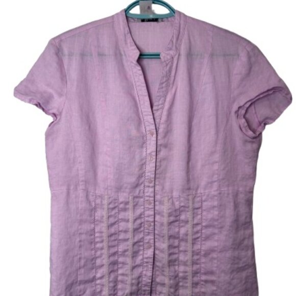 Puli blush linen cap sleeve button down top size 10 - Picture 1 of 7